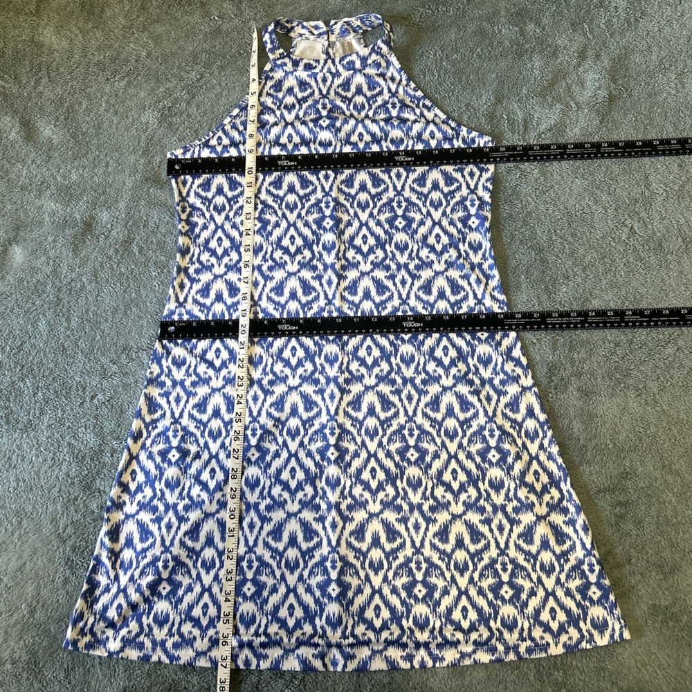 Blue and White Ikat High Neck Halter Midi Dress (Size L) - Picture 7 of 7